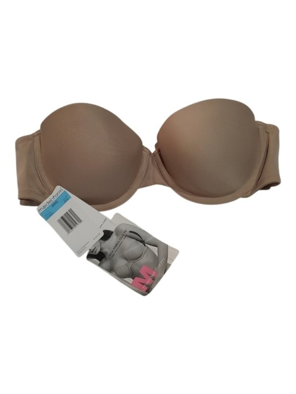 Maidenform One Fab Fit Tan Strapless Bra 38B NWT Optional Straps